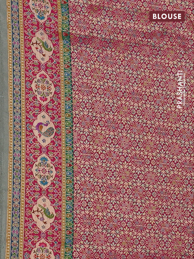 Banarasi silk saree elaichi green with position butta prints and position prints