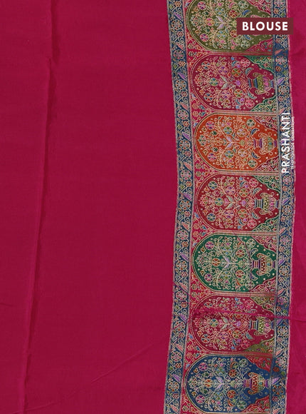 Banarasi silk saree pastel green with plain body and position prints