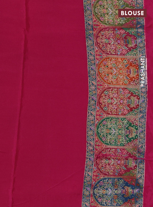 Banarasi silk saree pastel green with plain body and position prints