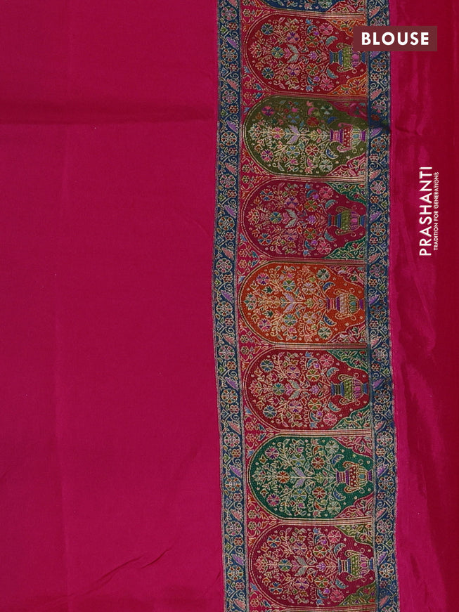 Banarasi silk saree pink with plain body and position prints
