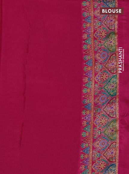 Banarasi silk saree pastel green with plain body and position prints