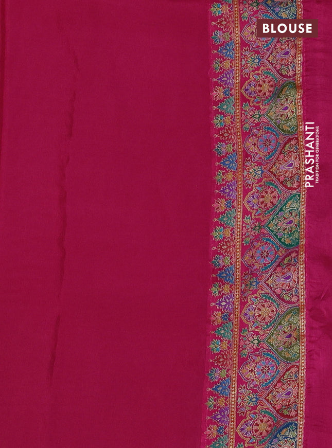 Banarasi silk saree pastel green with plain body and position prints