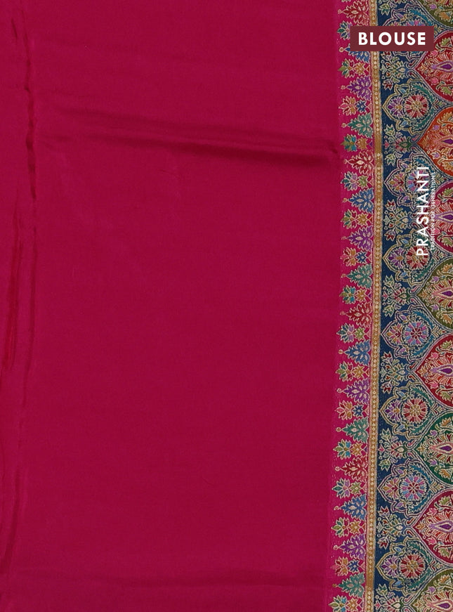 Banarasi silk saree pink with plain body and position prints