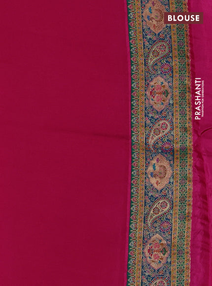 Banarasi silk saree pink with plain body and position prints
