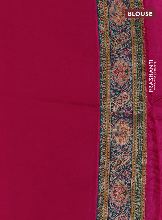 Banarasi silk saree pink with plain body and position prints