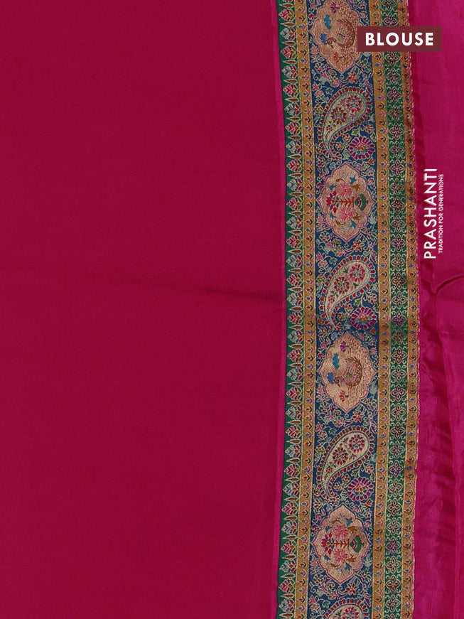 Banarasi silk saree pink with plain body and position prints