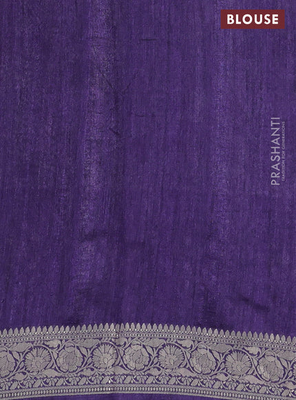 Matka tussar saree lavender shade and violet with allover kalamkari prints and zari woven border