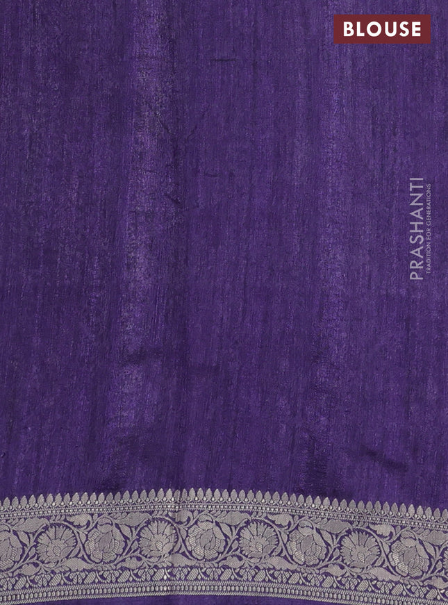 Matka tussar saree lavender shade and violet with allover kalamkari prints and zari woven border