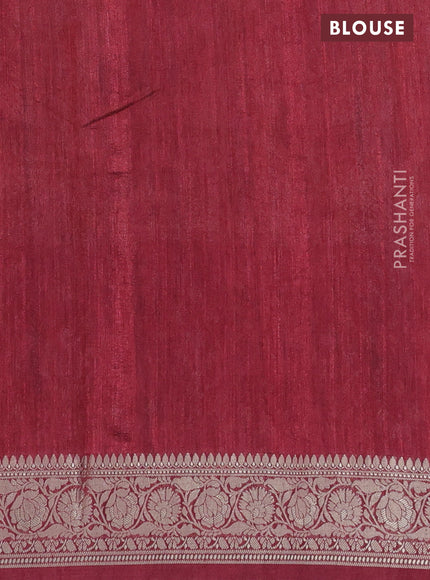 Matka tussar saree sandal and maroon with allover kalamkari prints and zari woven border