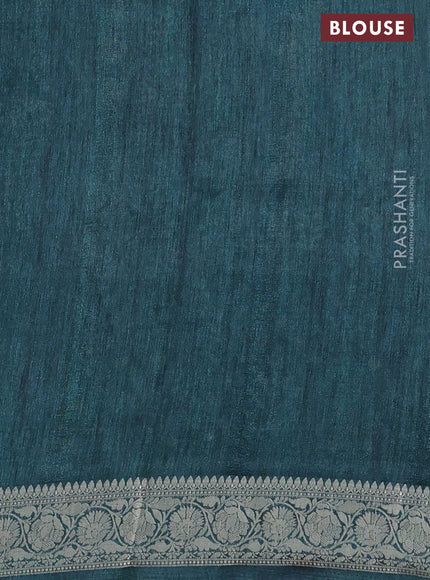 Matka tussar saree grey and green with allover kalamkari prints and zari woven border