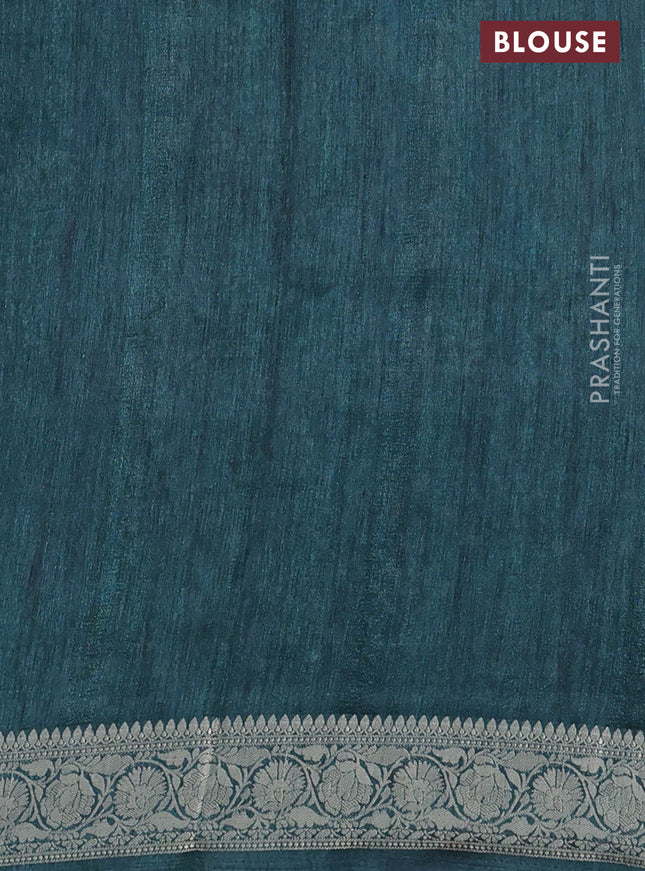 Matka tussar saree grey and green with allover kalamkari prints and zari woven border