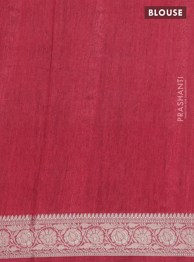 Matka tussar saree beige and maroon with allover kalamkari prints and zari woven border