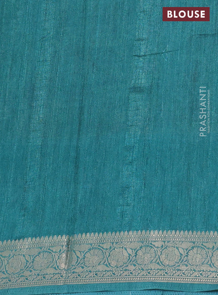 Matka tussar saree lime yellow and teal green with allover kalamkari prints and zari woven border