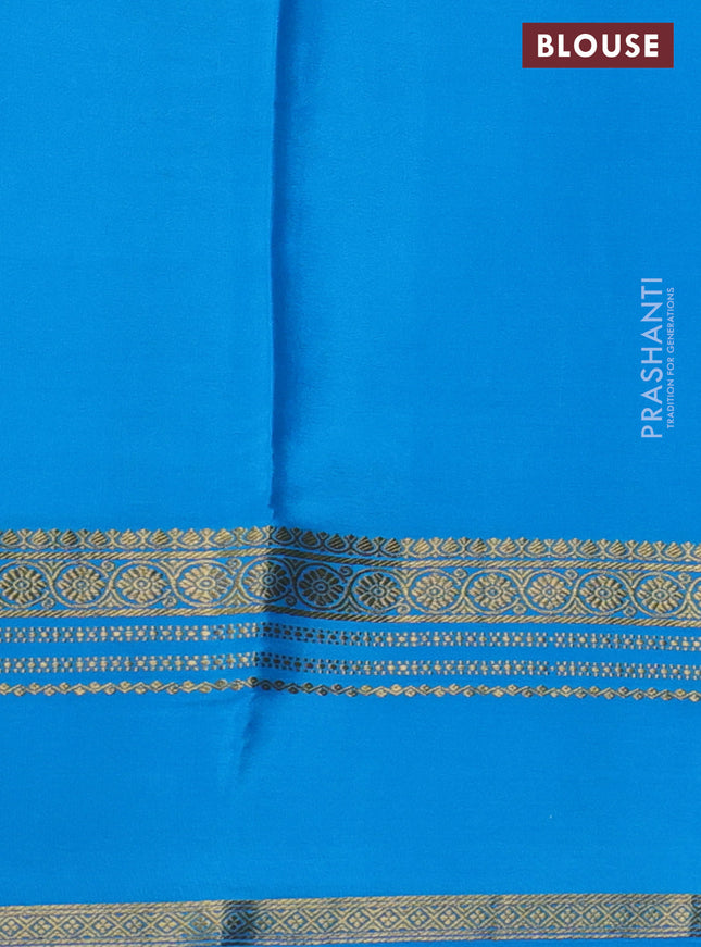 Pure mysore silk saree wine shade and cs blue with plain body and rettapet zari woven border