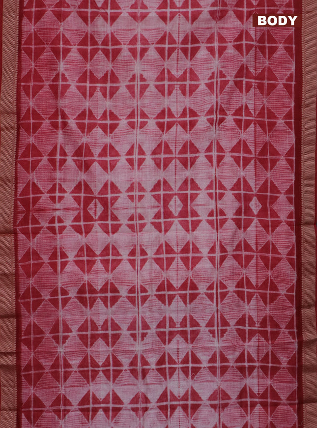 Maheshwari silk cotton saree red with allover shibori prints and thread woven border
