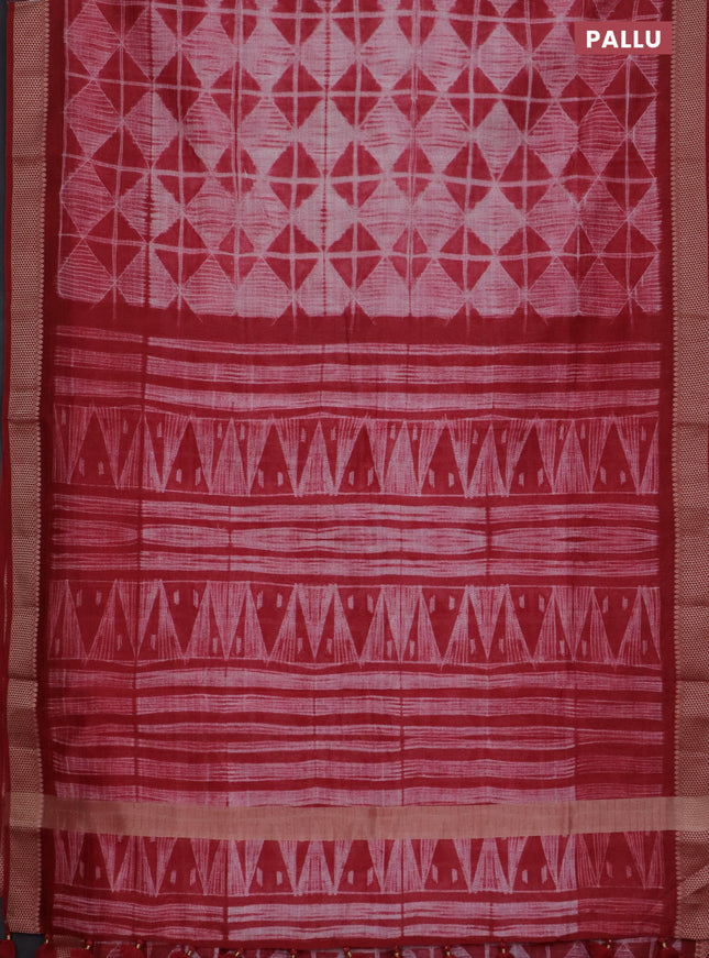 Maheshwari silk cotton saree red with allover shibori prints and thread woven border