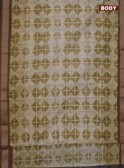 Maheshwari silk cotton saree dark sandal with allover shibori prints and thread woven border