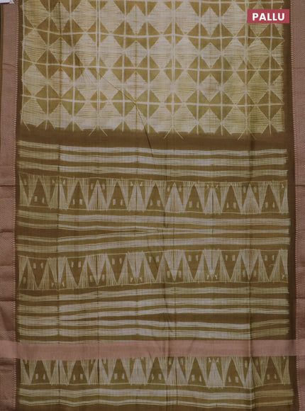 Maheshwari silk cotton saree dark sandal with allover shibori prints and thread woven border