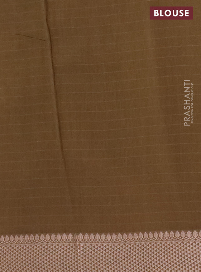 Maheshwari silk cotton saree dark sandal with allover shibori prints and thread woven border