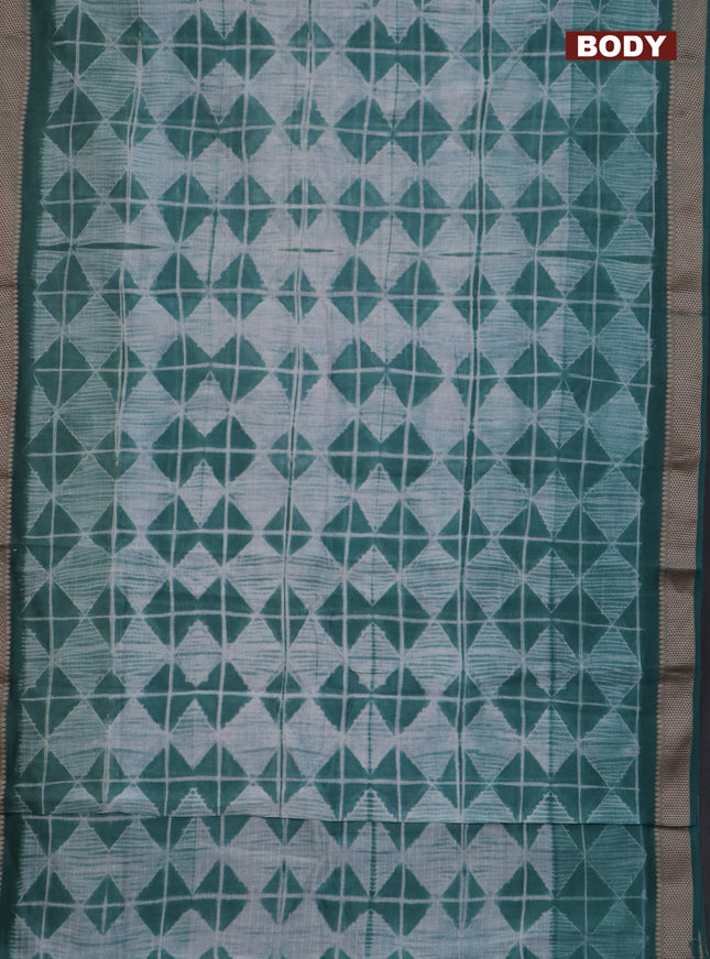Maheshwari silk cotton saree pastel green with allover shibori prints and thread woven border