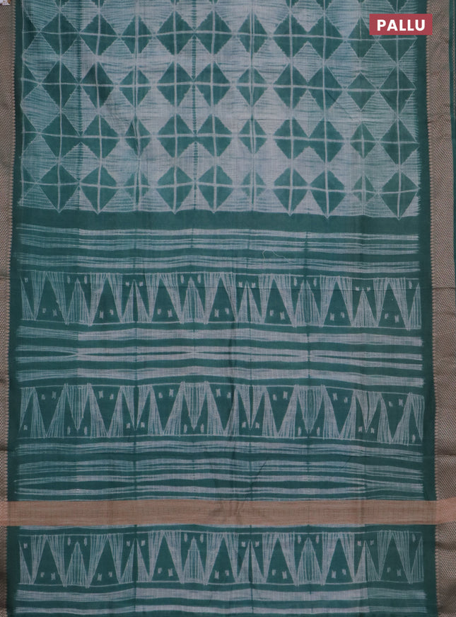 Maheshwari silk cotton saree pastel green with allover shibori prints and thread woven border