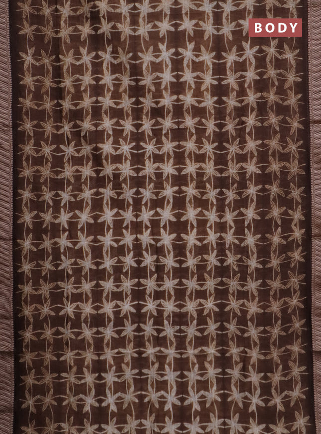 Maheshwari silk cotton saree brown with allover shibori prints and thread woven border