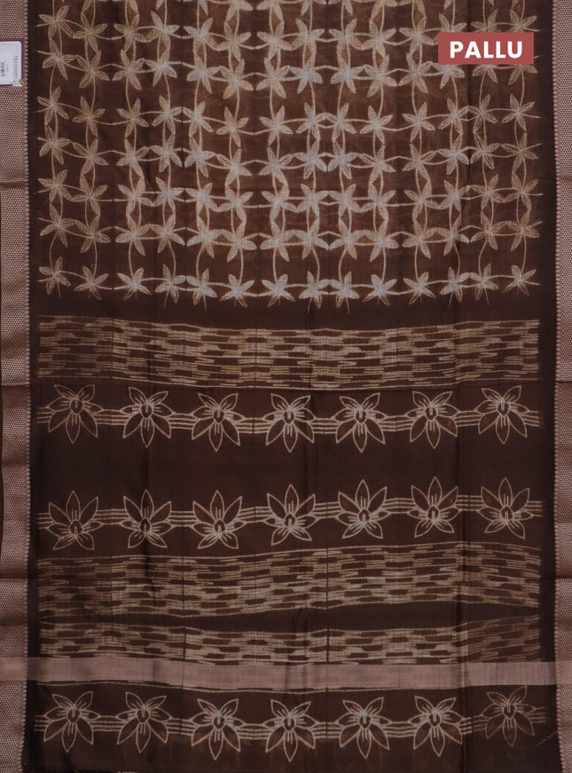 Maheshwari silk cotton saree brown with allover shibori prints and thread woven border