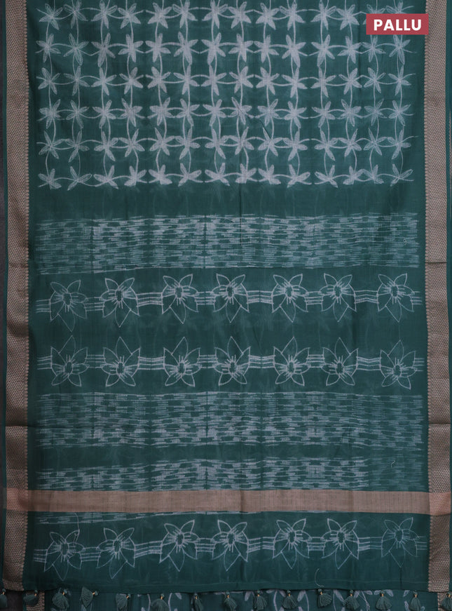Maheshwari silk cotton saree pastel green with allover shibori prints and thread woven border