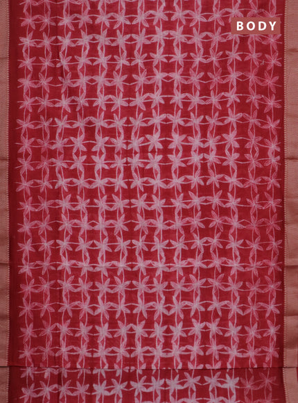 Maheshwari silk cotton saree maroon with allover shibori prints and thread woven border