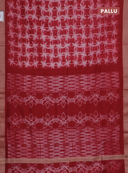 Maheshwari silk cotton saree maroon with allover shibori prints and thread woven border