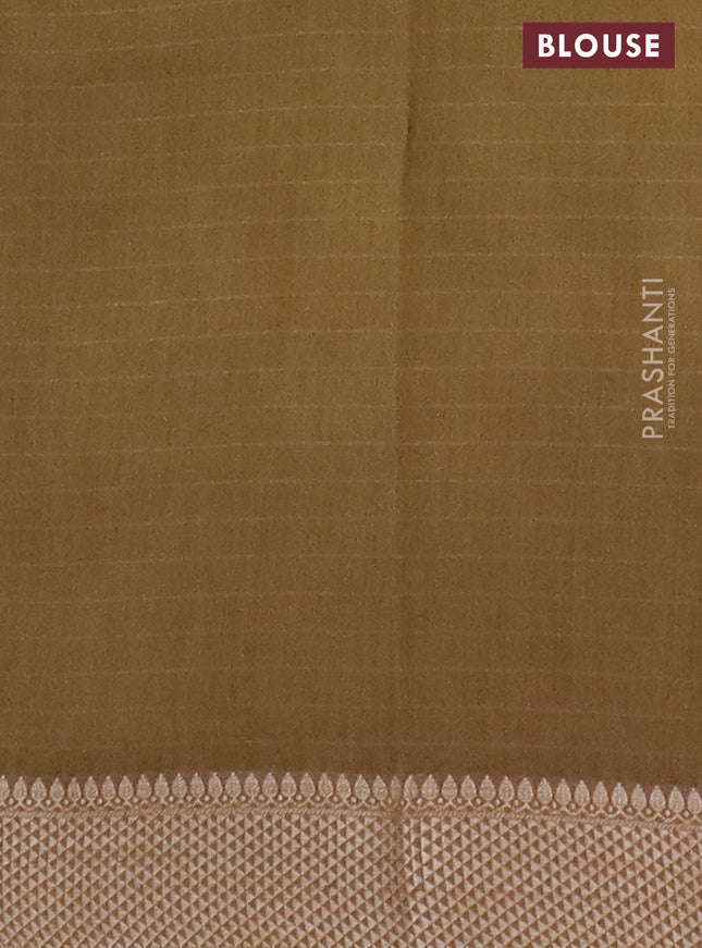 Maheshwari silk cotton saree mustard green shade with allover shibori prints and thread woven border