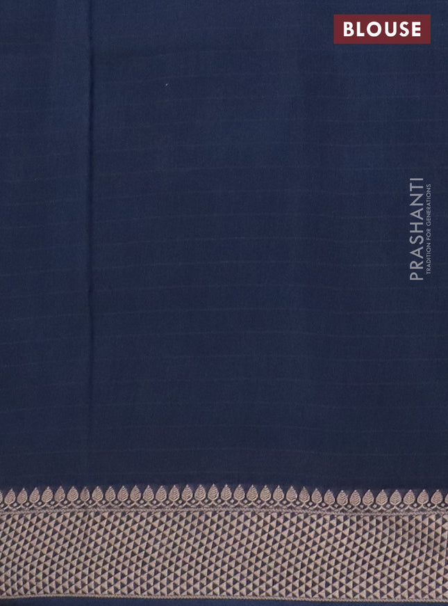 Maheshwari silk cotton saree dark peacock blue with allover shibori prints and thread woven border