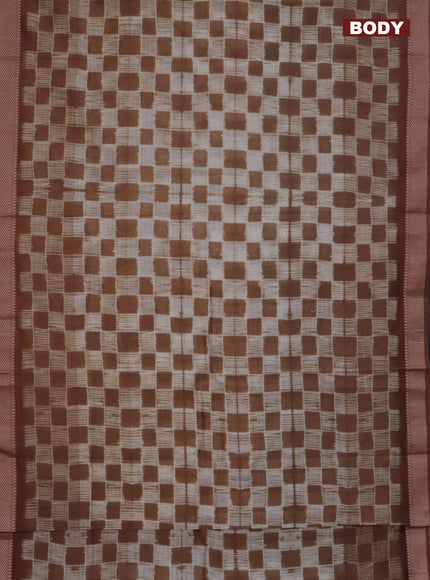 Maheshwari silk cotton saree brown with allover shibori prints and thread woven border