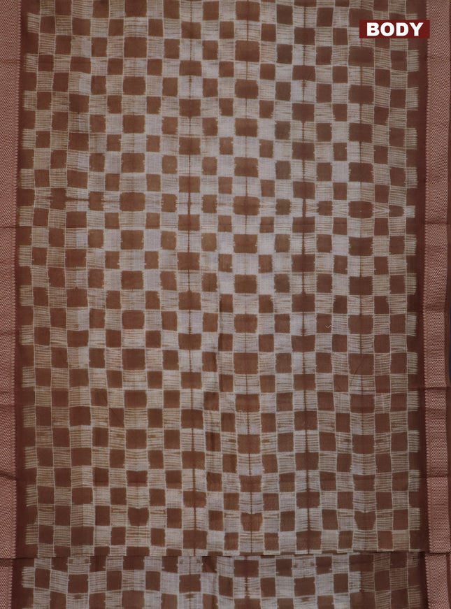 Maheshwari silk cotton saree brown with allover shibori prints and thread woven border