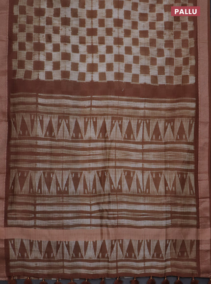 Maheshwari silk cotton saree brown with allover shibori prints and thread woven border