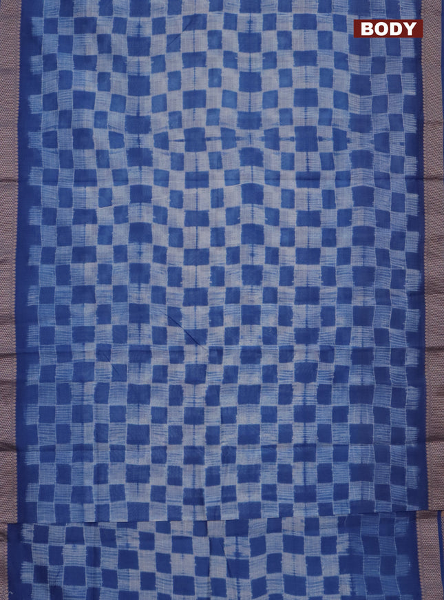 Maheshwari silk cotton saree blue with allover shibori prints and thread woven border