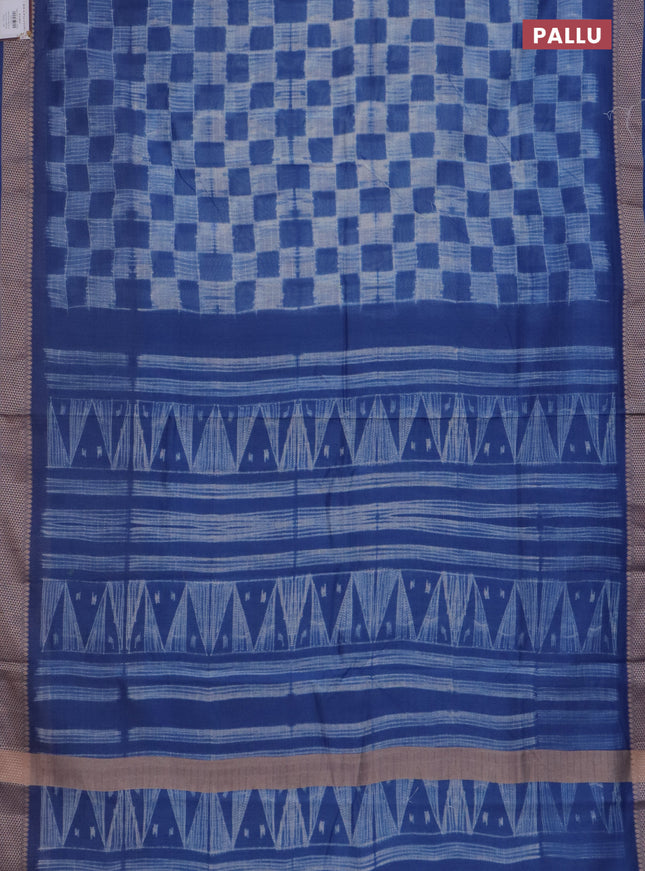 Maheshwari silk cotton saree blue with allover shibori prints and thread woven border
