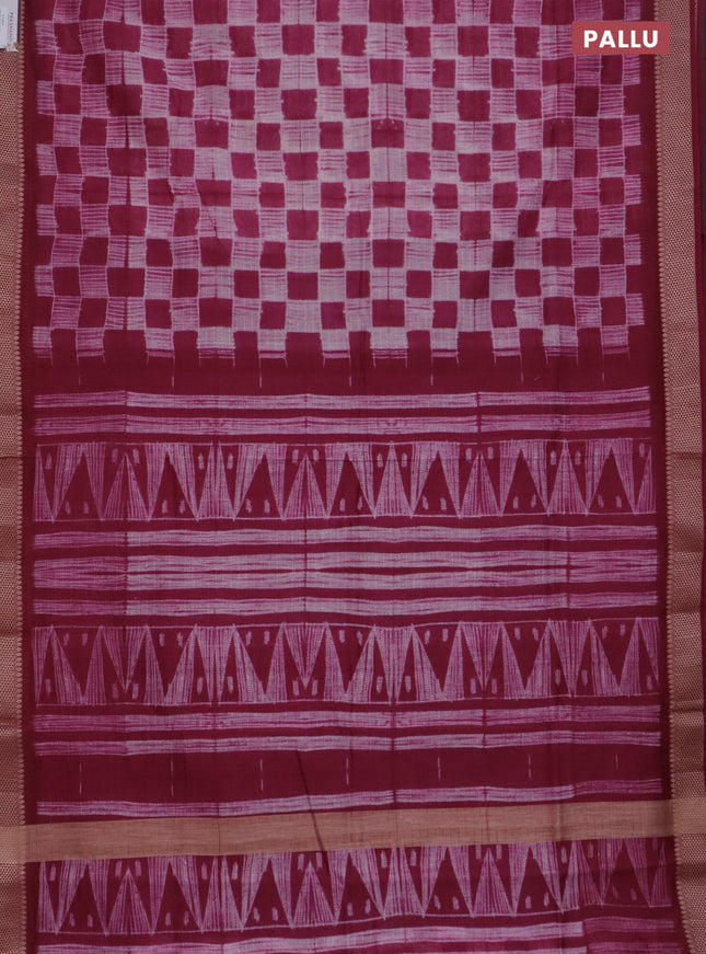 Maheshwari silk cotton saree dak magenta pink with allover shibori prints and thread woven border