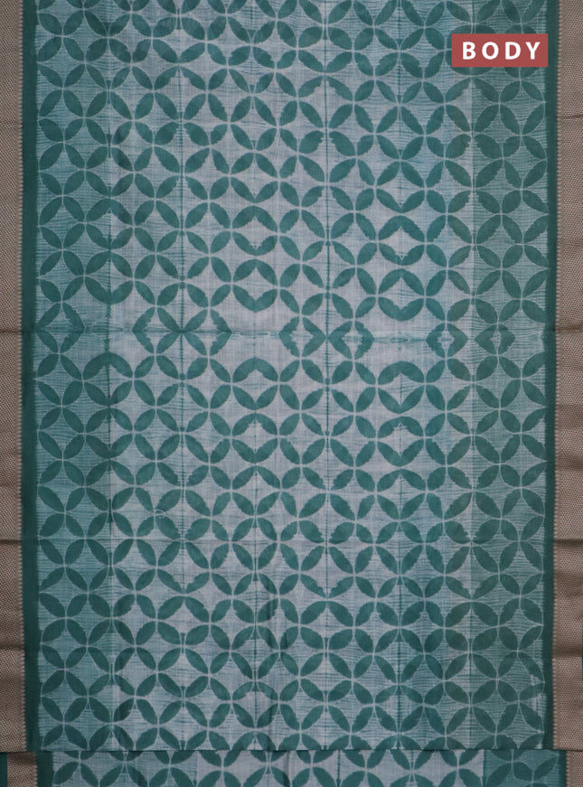 Maheshwari silk cotton saree pastel green with allover shibori prints and thread woven border