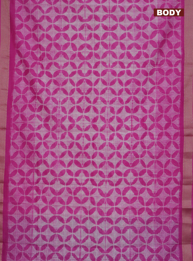 Maheshwari silk cotton saree light pink with allover shibori prints and thread woven border