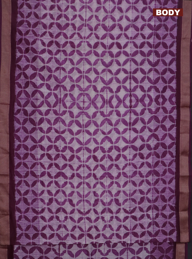Maheshwari silk cotton saree purple with allover shibori prints and thread woven border
