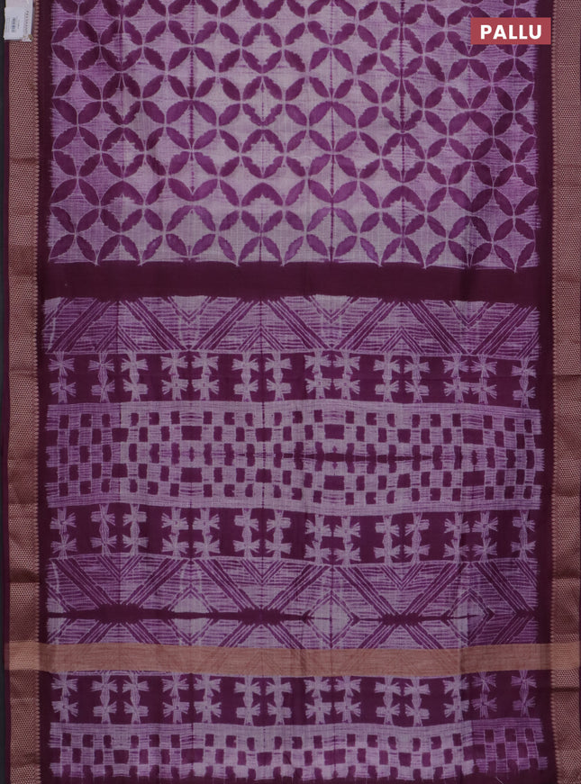 Maheshwari silk cotton saree purple with allover shibori prints and thread woven border