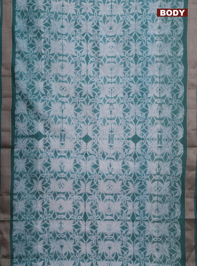 Maheshwari silk cotton saree pastel green with allover shibori prints and thread woven border