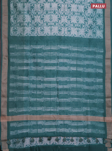 Maheshwari silk cotton saree pastel green with allover shibori prints and thread woven border