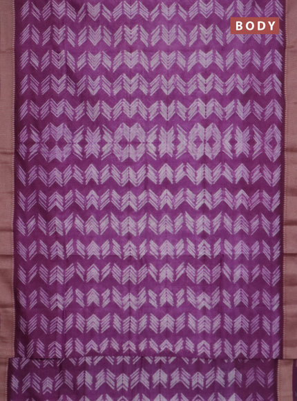 Maheshwari silk cotton saree purple with allover shibori prints and thread woven border