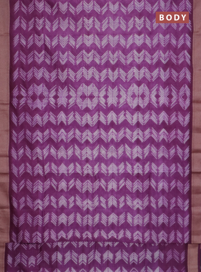 Maheshwari silk cotton saree purple with allover shibori prints and thread woven border