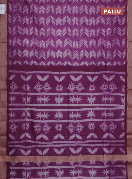 Maheshwari silk cotton saree purple with allover shibori prints and thread woven border