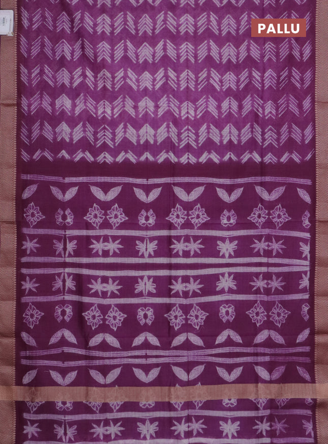 Maheshwari silk cotton saree purple with allover shibori prints and thread woven border