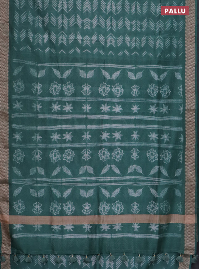 Maheshwari silk cotton saree pastel green with allover shibori prints and thread woven border