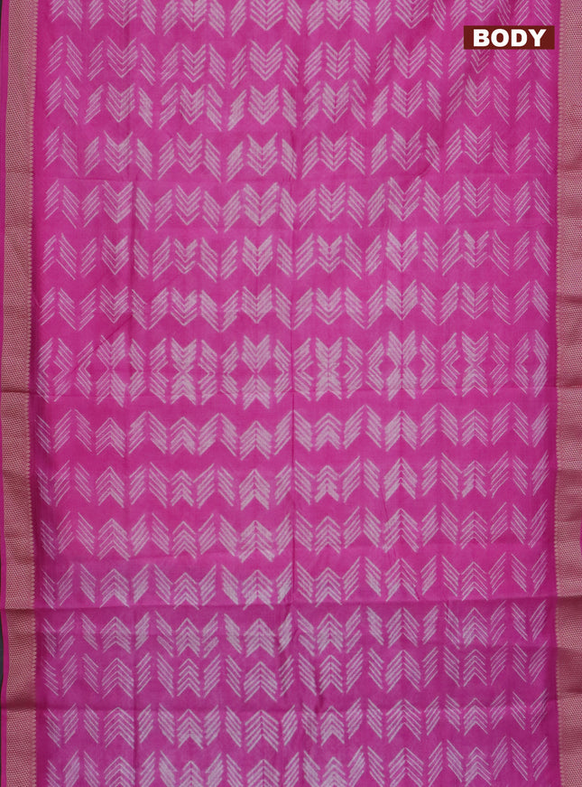 Maheshwari silk cotton saree pink with allover shibori prints and thread woven border